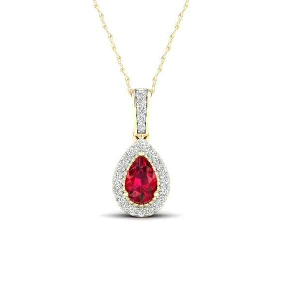 Ruby and Diamond Pendant Yellow Gold Ruby Pear Necklace Premium Diamond Ruby and Diamond Pendant Yellow Gold Ruby Pear Necklace Premium Diamond